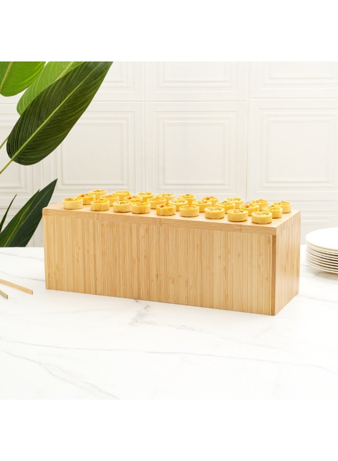Restaurantware 20.5 x 7 x 7 Inch Display Riser, 1 Rectangle Wood Bakery Display - Medium Riser, For Retail, Catering, or Buffets, Bamboo Food Display Riser, Showcase Cupcakes, Candy  - Image 3