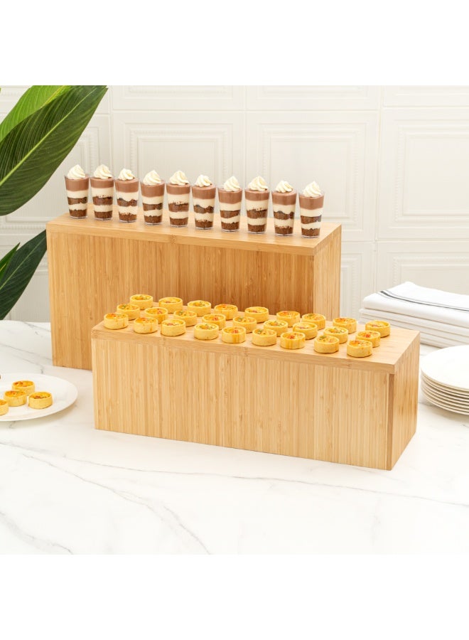 Restaurantware 20.5 x 7 x 7 Inch Display Riser, 1 Rectangle Wood Bakery Display - Medium Riser, For Retail, Catering, or Buffets, Bamboo Food Display Riser, Showcase Cupcakes, Candy  - Image 4