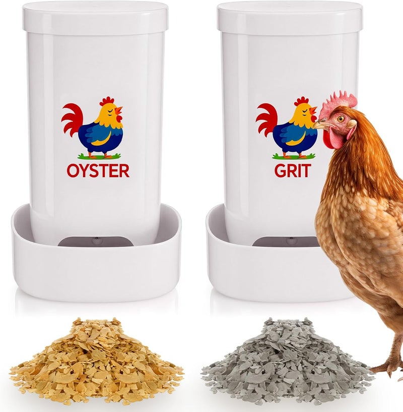 FoldTier 2 Pcs Chicken Oyster Shell Feeder and Grit Feeder for Quail, Pigeons, Doves, , Chicken Coop Accessories for Rust Prevention Comes with Installation Tools - Image 1
