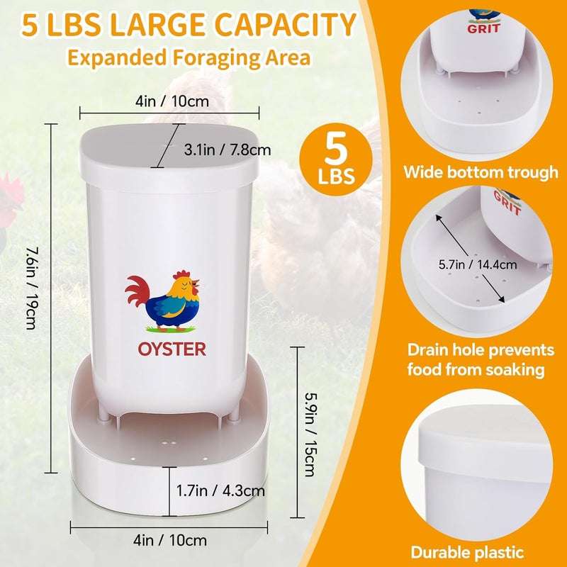 FoldTier 2 Pcs Chicken Oyster Shell Feeder and Grit Feeder for Quail, Pigeons, Doves, , Chicken Coop Accessories for Rust Prevention Comes with Installation Tools - Image 2