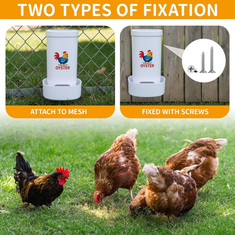 FoldTier 2 Pcs Chicken Oyster Shell Feeder and Grit Feeder for Quail, Pigeons, Doves, , Chicken Coop Accessories for Rust Prevention Comes with Installation Tools - Image 3