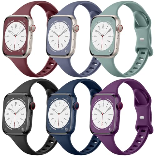 Lerobo 6 Pack Compatible with Apple Watch Band 38mm 40mm 44mm 42mm 41mm 45mm 46mm 49mm Women Men, Thin Soft Replacement Sport Strap for iWatch Apple Watch Series 11 10 9 8 7 6 5 4 3 SE 3 2 1 Ultra 3 2 - Image 1