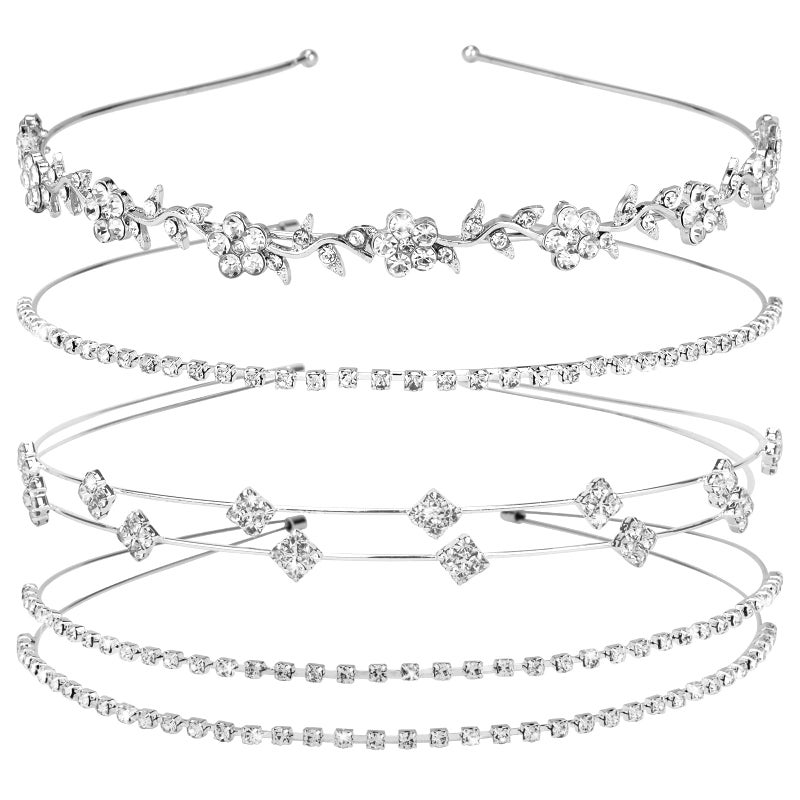 Jaciya Rhinestone Headband Silver Bridal Wedding Headband Crystal Flower Girl Leaves Crown Metal Hair Band Tiara Prom Hair Accessories for Women Girls - Image 1
