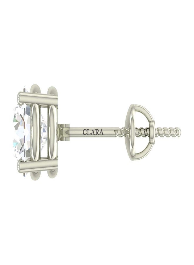 CLARA 925 Sterling Silver Swiss Zirconia 6.5 mm Earring With Screw Back Gift for Women & Girls(White) - Image 3