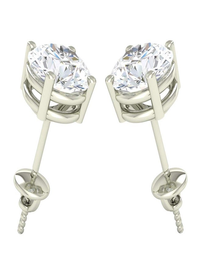 CLARA 925 Sterling Silver Swiss Zirconia 6.5 mm Earring With Screw Back Gift for Women & Girls(White) - Image 2
