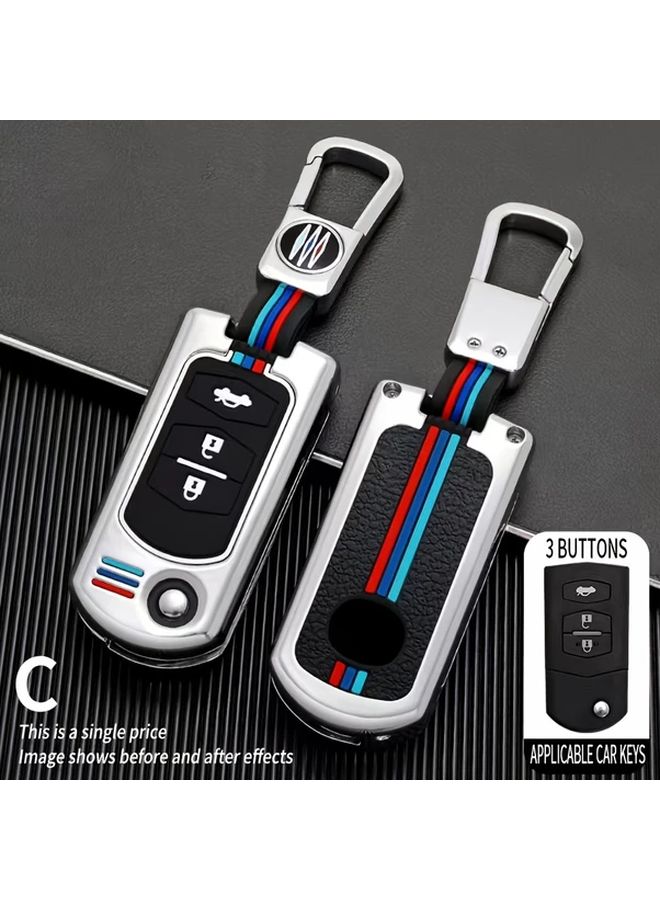 Silvery Car Key Protection Case For Mazda 3 5 6 M6 RX8 MX5 Demio 2 3 5 6 M3 M5 M6 CX5 CX7 CX9 MX5 MPV With Keychain 2 Buttons 3 Buttons - Image 4