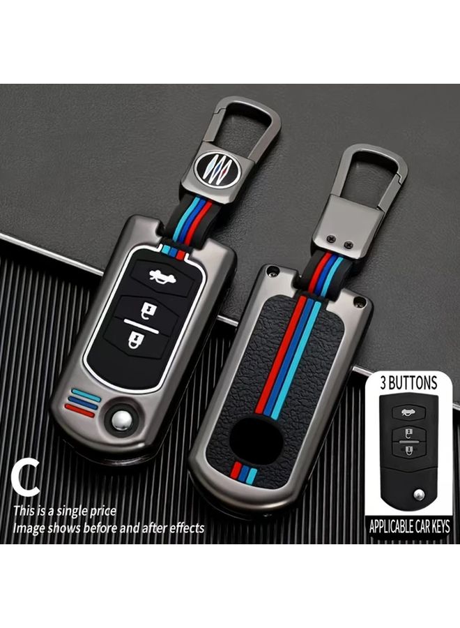 Silvery Car Key Protection Case For Mazda 3 5 6 M6 RX8 MX5 Demio 2 3 5 6 M3 M5 M6 CX5 CX7 CX9 MX5 MPV With Keychain 2 Buttons 3 Buttons - Image 1