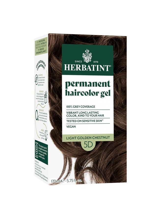 Herbatint Permanent Hair Dye For Women - 5D Light Golden Chestnut - For Up To 100% Gray Coverage of Resistant Gray Hair - Ammonia-Free, Alcohol-Free & Vegan - Salon Influenced Hair Color 4.56 fl oz - Image 1