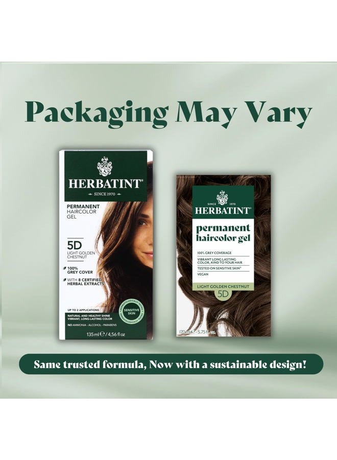 Herbatint Permanent Hair Dye For Women - 5D Light Golden Chestnut - For Up To 100% Gray Coverage of Resistant Gray Hair - Ammonia-Free, Alcohol-Free & Vegan - Salon Influenced Hair Color 4.56 fl oz - Image 2