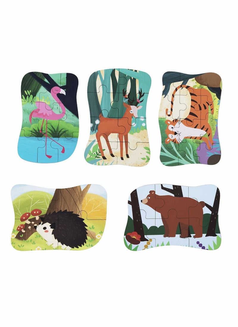 Y&D Flamingo Puzzles for 3 4 5 6 Year Olds, 5-in-1 Dinosaur Jigsaw with Iron Box Storage, Toys Gifts Boys, Girls, Kids and Children (Astronaut Jigsaw)  - Image 2