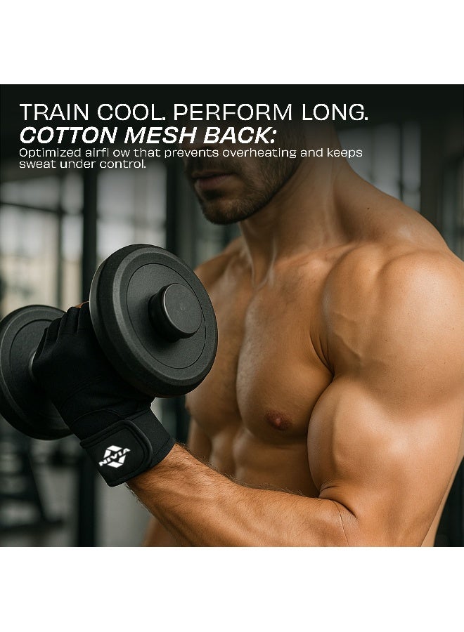 نيفيا قفازات رفع الأثقال والتمارين الرياضية من إندورو مع دعم للمعصم، مصنوعة من ليكرا قابلة للتمدد في أربعة اتجاهات، وقبضة متينة على راحة اليد للرجال والنساء، مثالية لتمارين القوة، والكروسفت، وتمارين اللياقة البدنية (مقاس كبير). - Image 4