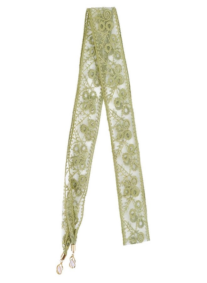 CABODYALS 1Pc Green French Lace Headbands Floral Sweet Soft Elegant Head Wrap Lace Hair Ribbons Thin Cotton Polyester Hair Band Headscarf for Women Evening Dresses Bridal Wedding Party Accessories - Image 1