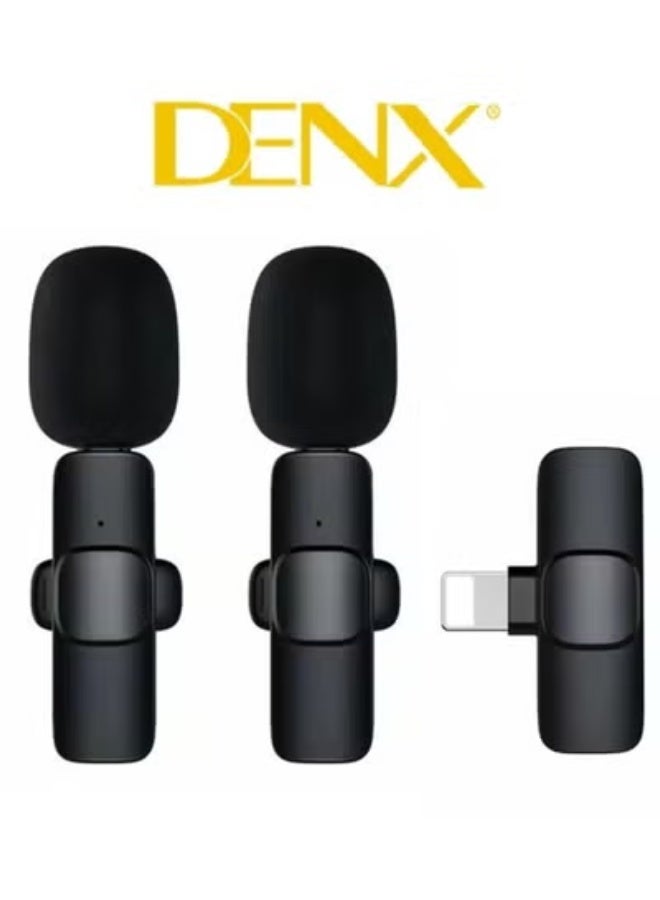 Denx Dual Wireless Lavalier Bluetooth Microphone for iPhone | Noise Reduction Mics with Receiver | Plug & Play Audio for YouTube, TikTok, Reels, Vlogging & Live Streaming - Image 1