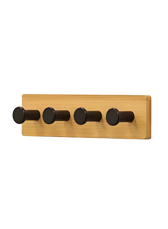 VIO Adhesive Hooks Bamboo Strip with 4 Steel Hook Wooden Heavy Duty Hooks for Hanging Keys Glasses Hat Caps Coat Clothes Bags Umbrella Scarf No Drill Hooks for Bathroom Hanging Shower Hook Wooden Wall Hooks for Kitchen Door Indoor Outdoor Home Improvement Utility Hook  - Image 1