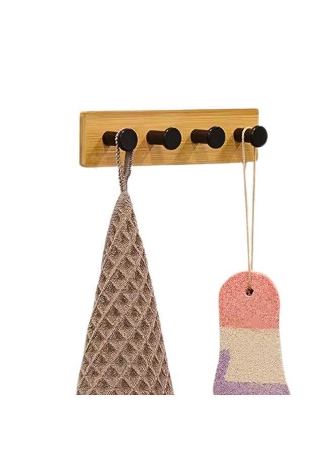 VIO Adhesive Hooks Bamboo Strip with 4 Steel Hook Wooden Heavy Duty Hooks for Hanging Keys Glasses Hat Caps Coat Clothes Bags Umbrella Scarf No Drill Hooks for Bathroom Hanging Shower Hook Wooden Wall Hooks for Kitchen Door Indoor Outdoor Home Improvement Utility Hook  - Image 5