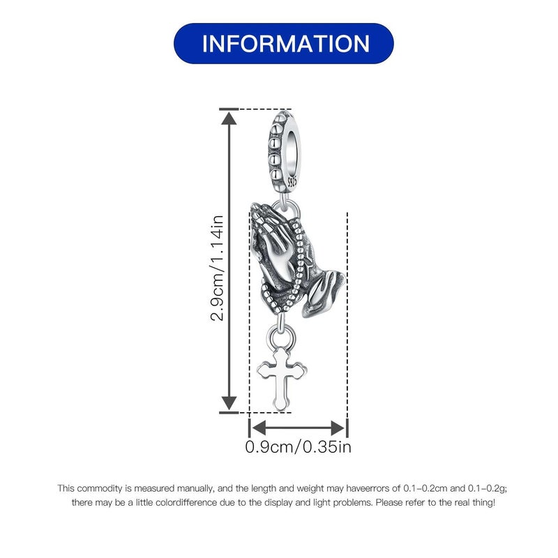 PANPOKI 925 Sterling Silver Charms for Bracelets and Necklace Religious Prayers Cross Dangle Pendants Star Moon God Bead Jewelry Present for Women Family Friends - Image 4