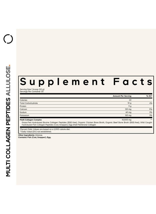 Codeage Codeage Multi Collagen Peptides Powder + Allulose - 5 Types - Grass-Fed Collagen - Rare Sugar Allulose Supplement - 0 Calorie Sweetener & 0 Carbs - 18 Amino Acids - Unflavored - Non-GMO - 30 Servings  - Image 2