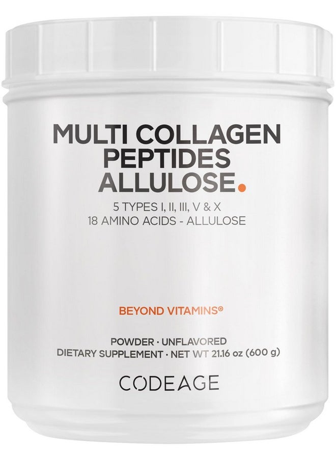 Codeage Codeage Multi Collagen Peptides Powder + Allulose - 5 Types - Grass-Fed Collagen - Rare Sugar Allulose Supplement - 0 Calorie Sweetener & 0 Carbs - 18 Amino Acids - Unflavored - Non-GMO - 30 Servings  - Image 1