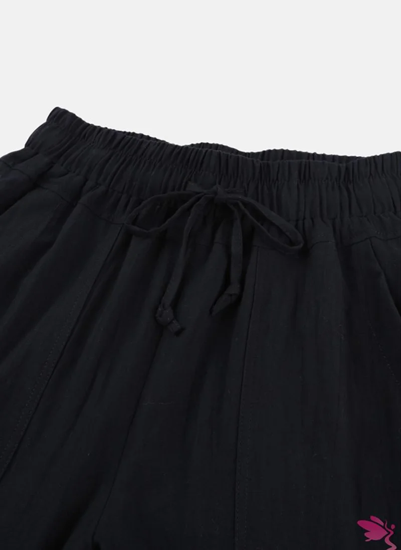 YUNIQEE Black Plain Casual Jogger Trouser
