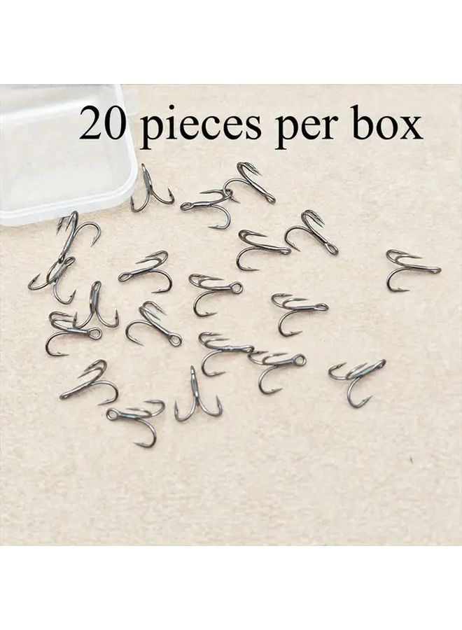 20 Pack High Carbon Steel Treble Fishing Hooks Barbless for Freshwater Saltwater - Image 1