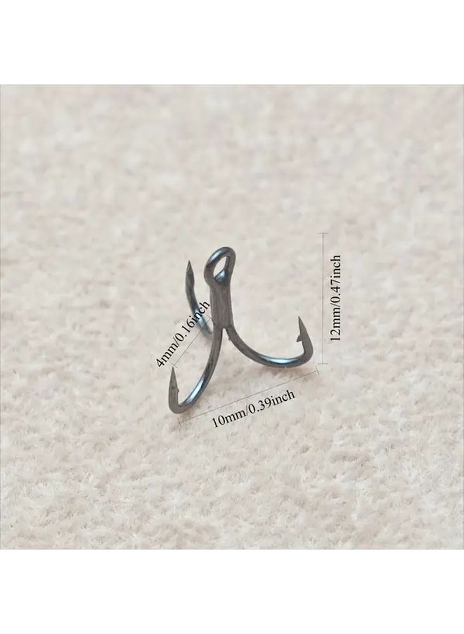 20 Pack High Carbon Steel Treble Fishing Hooks Barbless for Freshwater Saltwater - Image 2