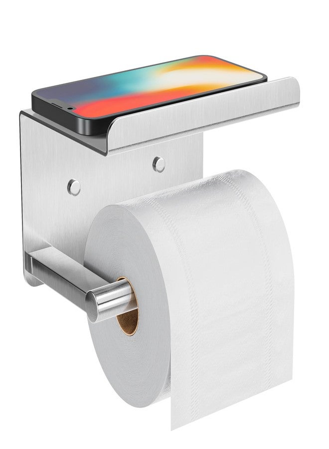 susswiff Self-Adhesive Toilet Paper Roll Holder - Wall Mount Or Adhesive Toilet Paper Holder with Shelf,Toilet Roll Holder, Tissue Holder for Bathroom,Wall Toilet Paper Holder, Stainless Steel,Chrome - Image 1