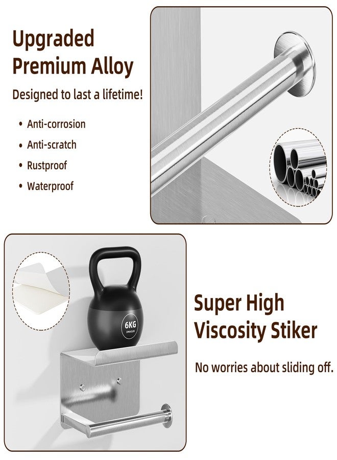 susswiff Self-Adhesive Toilet Paper Roll Holder - Wall Mount Or Adhesive Toilet Paper Holder with Shelf,Toilet Roll Holder, Tissue Holder for Bathroom,Wall Toilet Paper Holder, Stainless Steel,Chrome - Image 4