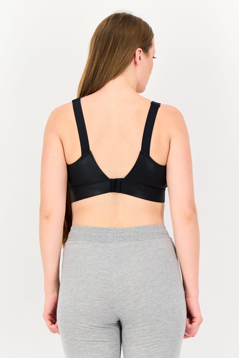 UNDER ARMOUR Women Infinity Mid shine Brand Logo Padded Sports Bra, Black - Image 3