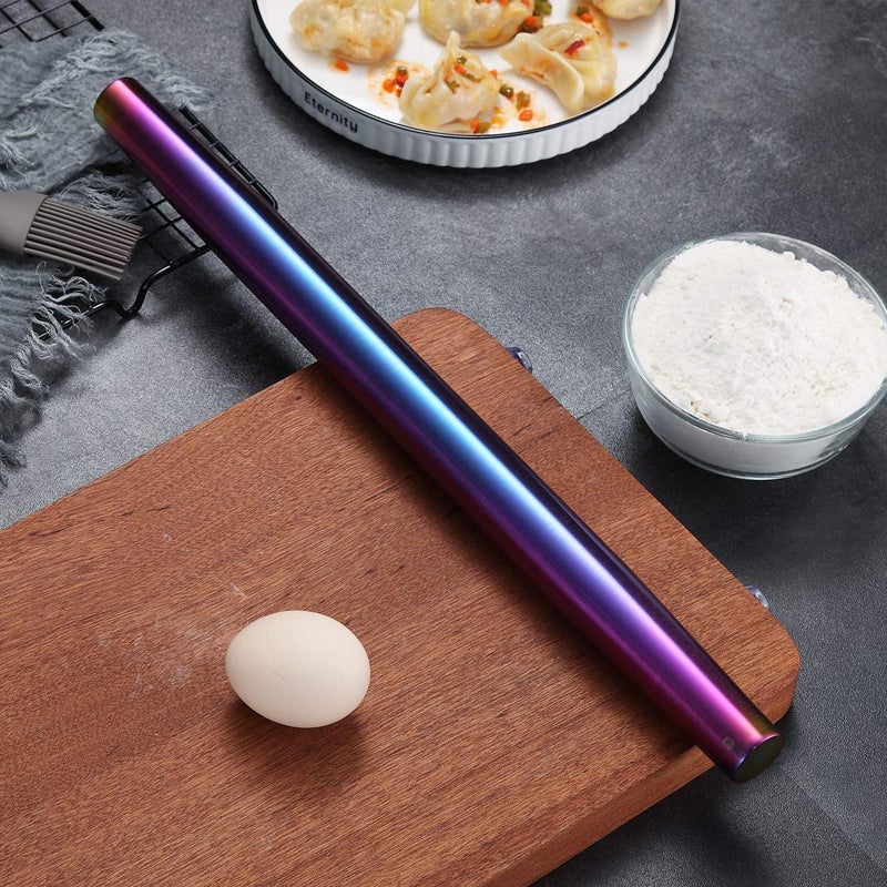 Berglander Rainbow Rolling Pin, 16.7 Inches Stainless Steel Colorful Matte Finish With Rainbow Titanium Plating Rolling Pin For Baking Pizza Dough, Pie, Cookie, Gift Ideas For Bakers. - Image 3