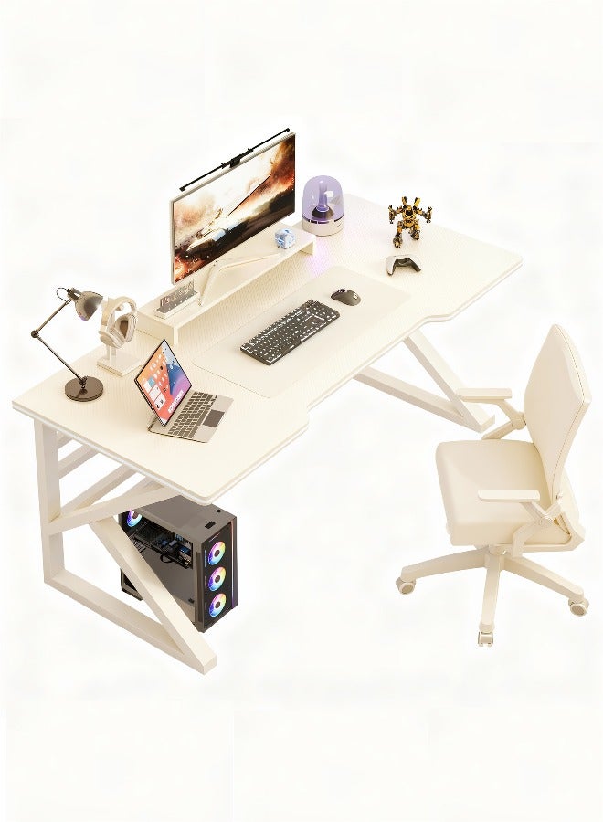 K-Shaped Gaming Computer Desk (White), Ergonomic PC Table for Gamer & Home Office, Modern Smiple Style Game Table, 80/100/120x60x75cm, Easy Assembly - Image 1