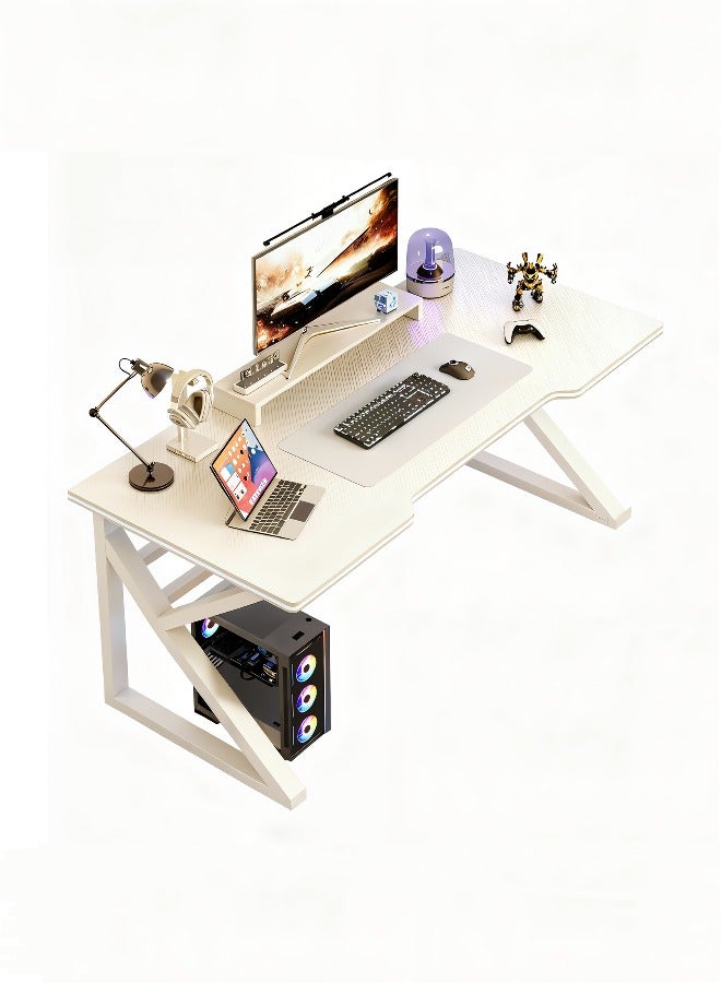 K-Shaped Gaming Computer Desk (White), Ergonomic PC Table for Gamer & Home Office, Modern Smiple Style Game Table, 80/100/120x60x75cm, Easy Assembly - Image 1