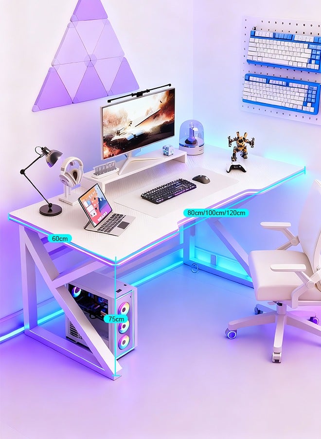 K-Shaped Gaming Computer Desk (White), Ergonomic PC Table for Gamer & Home Office, Modern Smiple Style Game Table, 80/100/120x60x75cm, Easy Assembly - Image 2