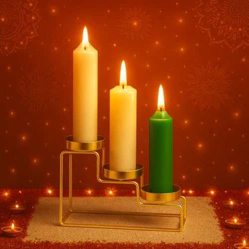 CraftVatika Candle Holder Stand for Home Decor, Home Decoration Items for Living Room, Festive Decor, Christmas Decorations, Diwali Wedding Housewarming Return Gifts for Family & Friends Pongal Decor - Image 1