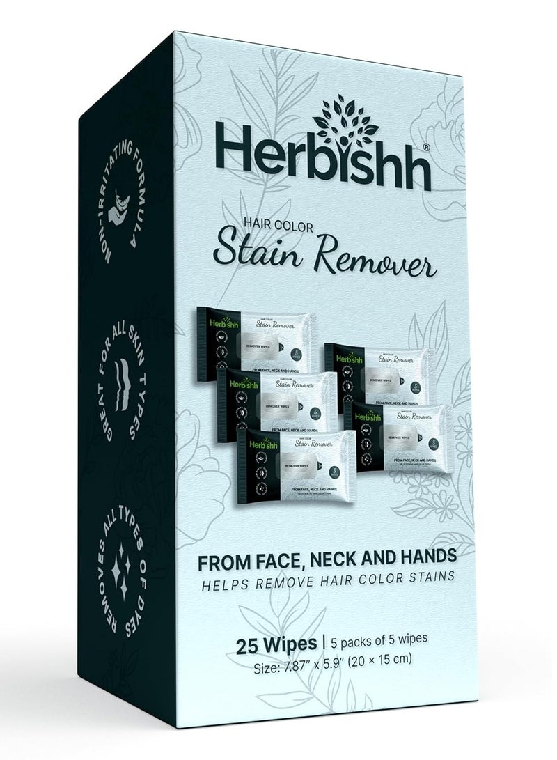 Herbishh Hair Color Stain Remover Wipes | Gentle Formula for Dye Cleanup | Easy Clean Hair Color Remover Wipes for Skin | Travel Pack | Safe and Skin-Friendly (Pack of 5) - Image 1