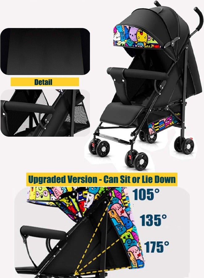 VUCATIN عربة أطفال خفيفة الوزن، عربة أطفال قابلة للطي مع مظلة شمسية، عربة سفر مع حامل أكواب وسلة تخزين، عربة أطفال صغيرة، حزام أمان خماسي النقاط - Image 2