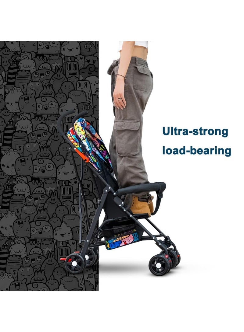 VUCATIN عربة أطفال خفيفة الوزن، عربة أطفال قابلة للطي مع مظلة شمسية، عربة سفر مع حامل أكواب وسلة تخزين، عربة أطفال صغيرة، حزام أمان خماسي النقاط - Image 4