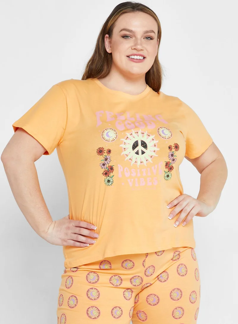Ginger Plus Graphic Printed Pyjama Set