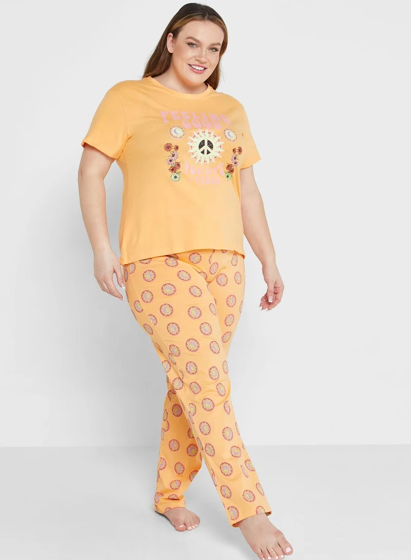 Ginger Plus Graphic Printed Pyjama Set