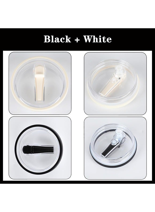 2 Pack 40 oz Tumbler Flip Straw Lid , Spill Proof Splash Resistant Tumbler Lids,Dustproof Tumbler Cover, Reusable Tumbler Cover(white+Black)  - Image 5