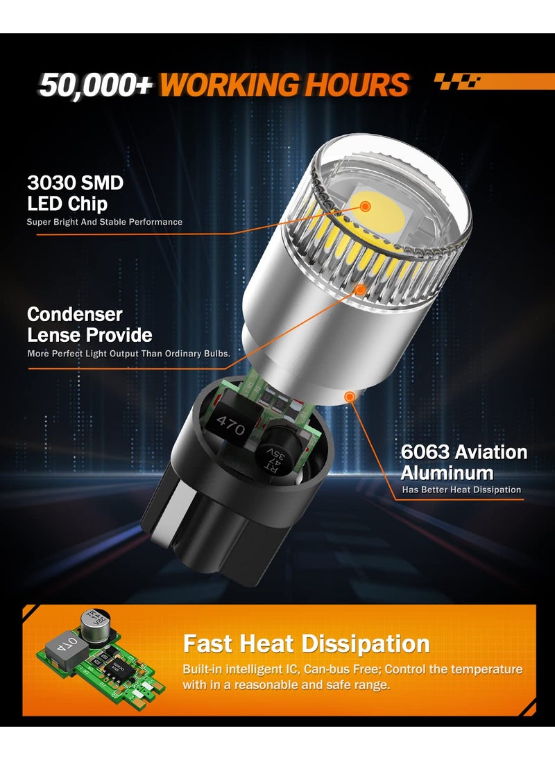 SEALIGHT SEALIGHT 194 LED Light Bulbs 6000K White, W5W 168 2825 T10 Car Interior Light Bulb Replacement for License Plate Light, Dome Light, Map Light, Courtesy Light, Pack of 6  - Image 5