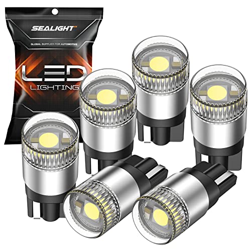SEALIGHT مصابيح LED SEALIGHT 194 6000K بيضاء، W5W 168 2825 T10 بديل لمصباح داخل السيارة، مصباح لوحة الترخيص، مصباح السقف، مصباح الخريطة، مصباح المجاملة، عبوة من 6 - Image 1
