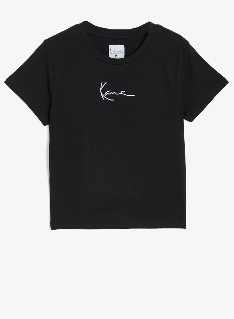 كارل كاني تي شيرت قصير الأكمام بياقة دائرية بتوقيع صغير