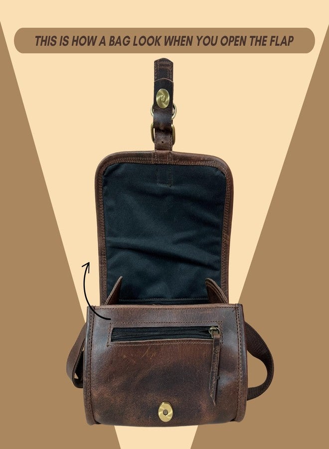 Madosh Genuine Leather Sling Bag for Women | Handmade Small Crossbody Purse with Adjustable Strap, Magnetic Closure & Front Zip Pocket | Vintage Style Brown Handbag - Image 5
