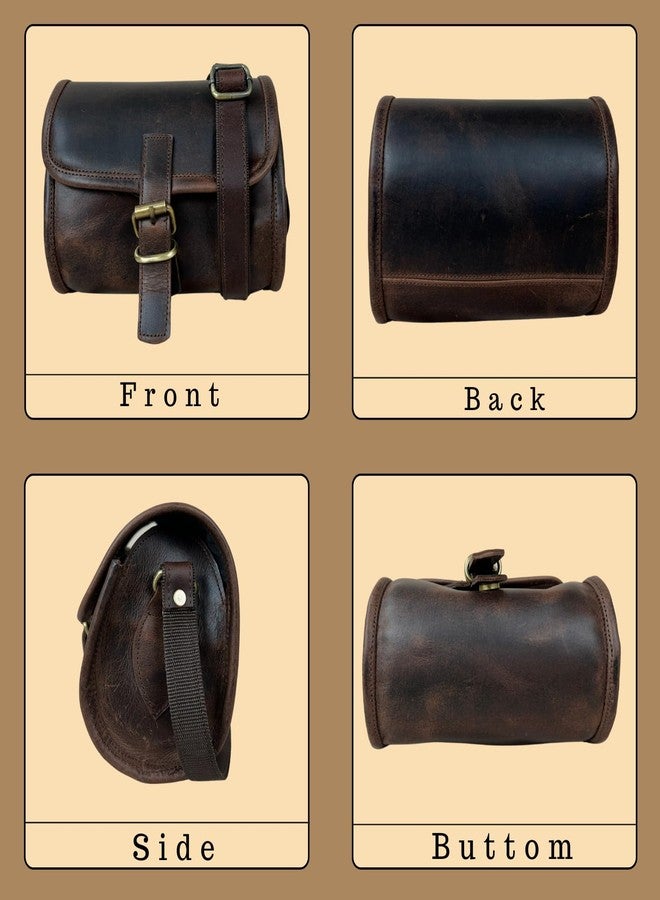 Madosh Genuine Leather Sling Bag for Women | Handmade Small Crossbody Purse with Adjustable Strap, Magnetic Closure & Front Zip Pocket | Vintage Style Brown Handbag - Image 2
