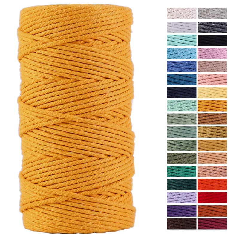 ZXCDINO Gold Yellow Macrame Cord 3mm x 109Yards,Colored Cotton Rope Craft Cord Colorful Cotton Cord Twine for Wall Hanging Plant Hangers Crafts Knitting Decorative Projects - Image 1