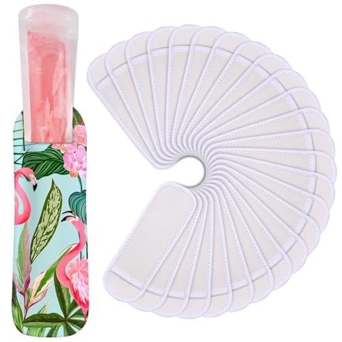 JANYUN JANYUN Ice Pop Sleeves 24 Pack Sublimation Blanks Popsicle Holder Reusable Freezer Pop Holders Bags Neoprene Popsicle Holders for Kids Adults Heat Press Transfer
