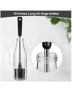 2 Pack Stainless Steel Water Bottle Brush & Straw Cleaner Set, Long Handle Baby Bottle Scrub Cleaning Brush for Sports Bottles, Cups, Dishes, Coffee Mugs, Glasswares, Tumblers, Wine Decanters