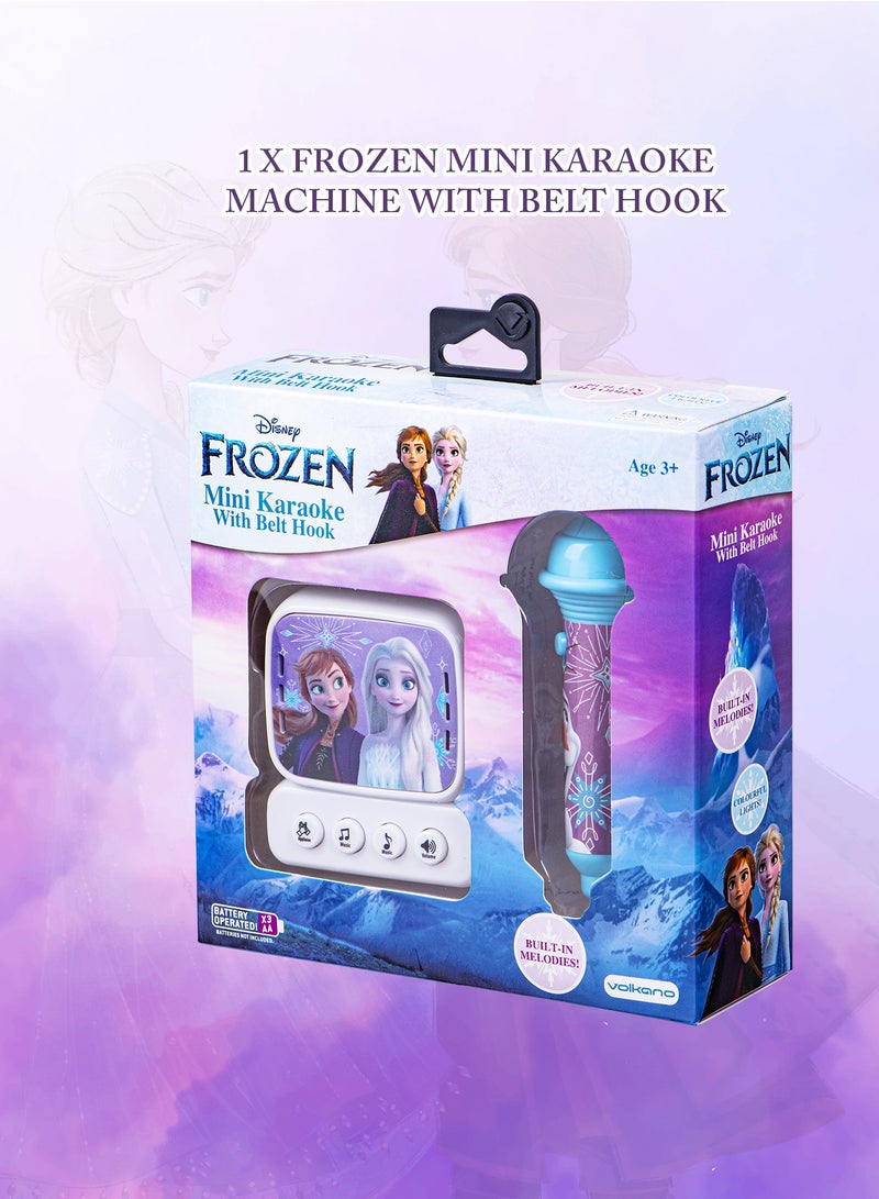 Volkano Disney Frozen Mini Karaoke Machine with Belt Hook – Portable Singing Machine with Built-In Melodies, AUX Input & Wired Microphone - Image 4