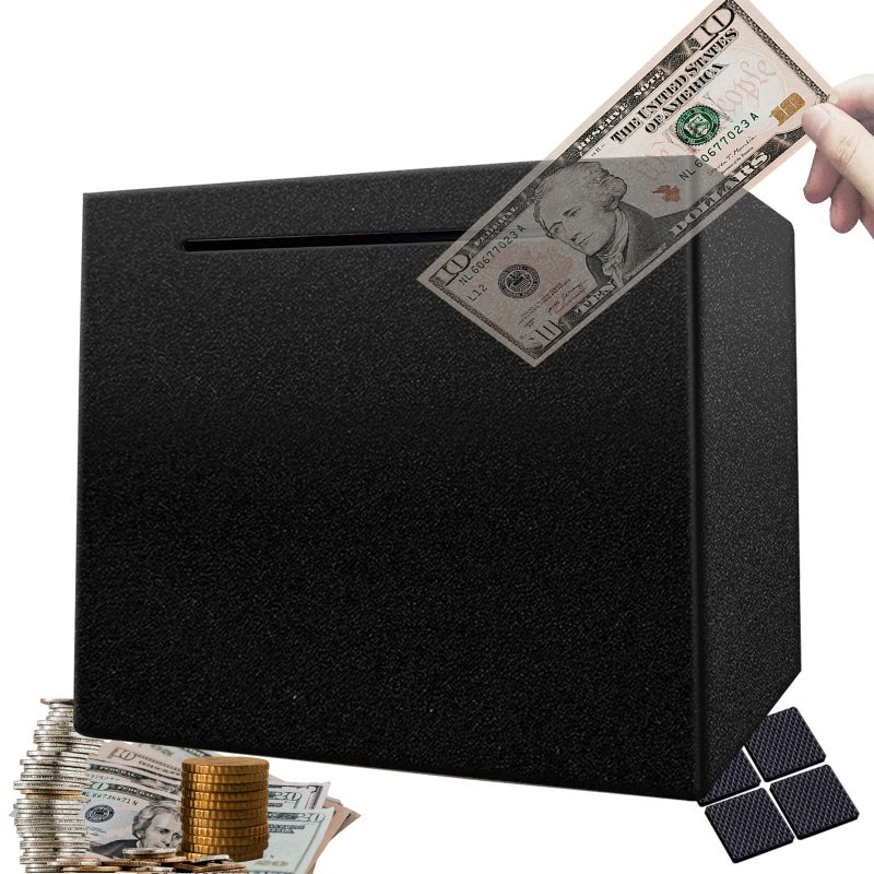 Piggy Bank Money Safe Box Bigger Savings Bank Stainless Steel Money Bank Cash Coin Jar for Adults Boys Grils 79 inch Black