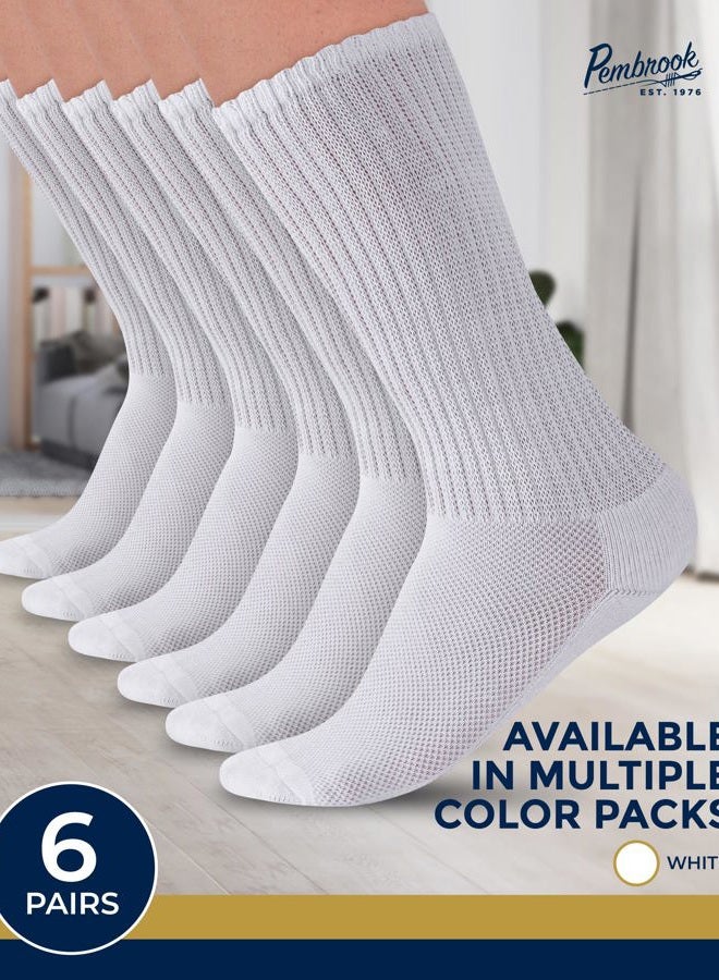 Pembrook Diabetic Socks for Men and Women - Breathable Non-Binding Neuropathy Socks for Diabetics Men | Non Grip & Grip Socks, White - 6 Pairs, L - Image 5